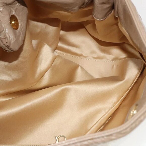 CHANEL Chain Shoulder Bag Vinyl Coated Leather Beige Gold CC - Picture 14 of 15